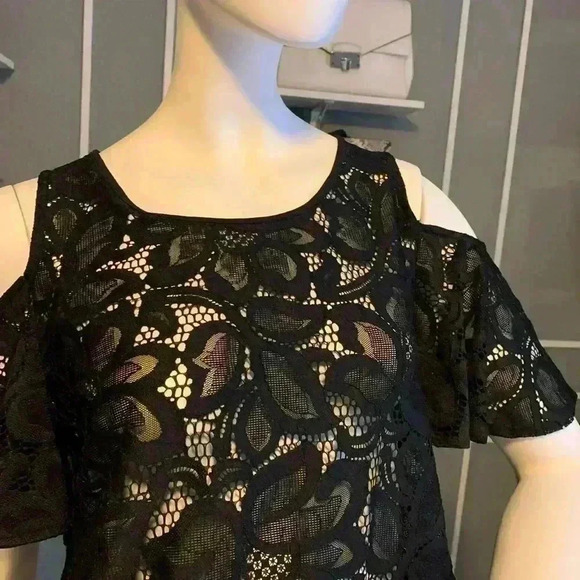 Worthington lace  Petite Womens Round Neck Short Sleeve Blouse Size M - Picture 3 of 10